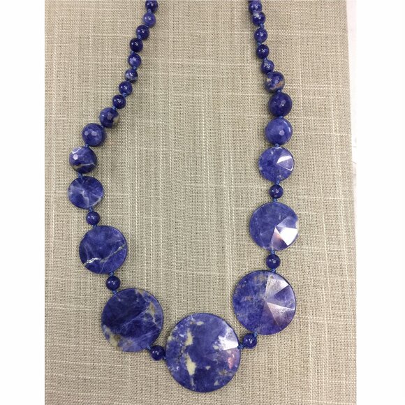 Natural Chunky Statement Sodalite Necklace with Sterling Silver Senorita Clasp - Picture 6 of 8